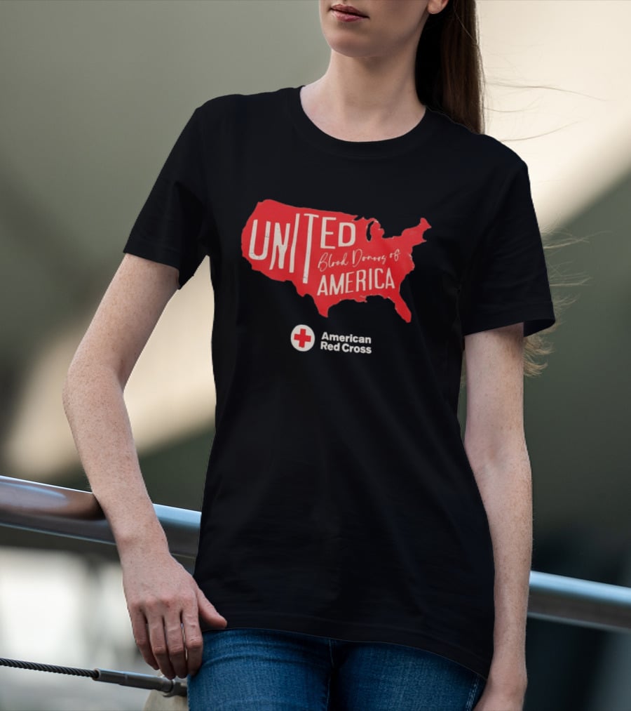 United Blood Donors Of America Map Red Cross Collaboration T-Shirt