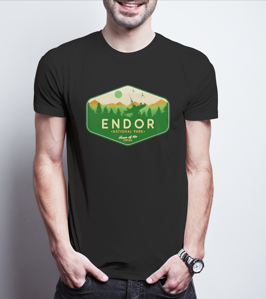 Endor National Park Home Of The Ewoks Forest Landscape Spaceships T-Shirt