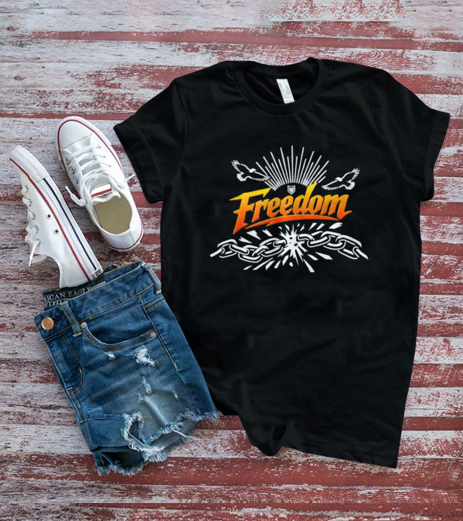Freedom Unbroken Chains Soaring Birds Burst Of Light T-Shirt