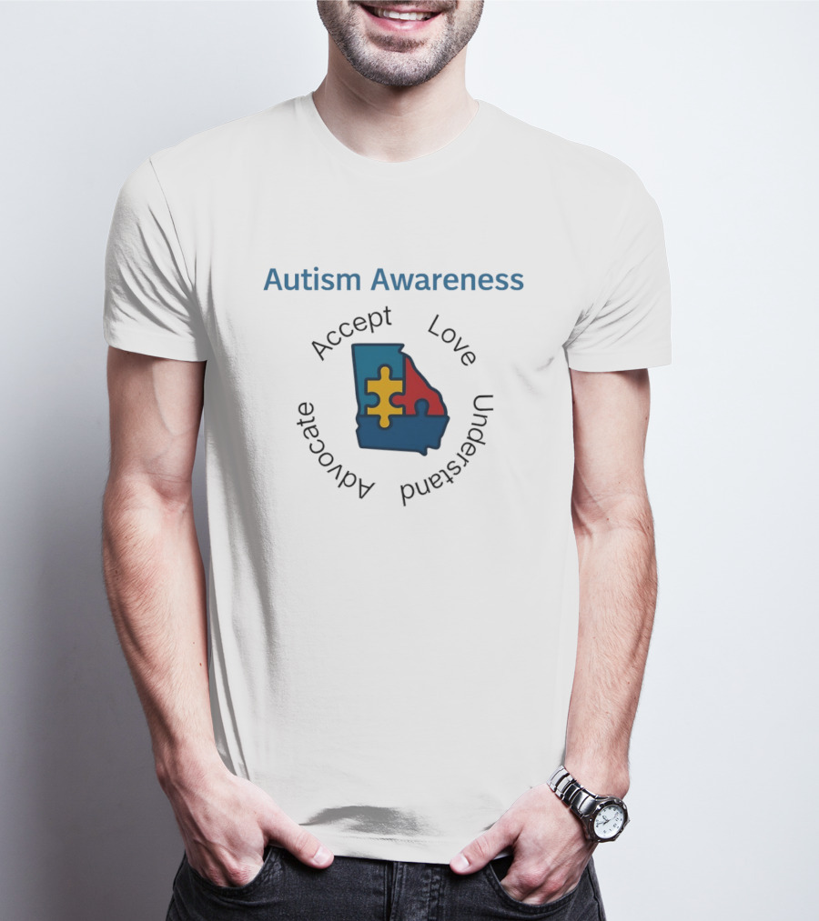 Autism Awareness Georgia Puzzle Piece Accept Love Understand Advocate T-Shirt