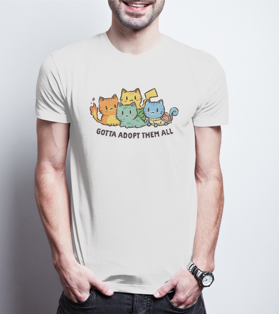 Gotta Adopt Them All Cat Parody With Cute Elemental Kittens T-Shirt