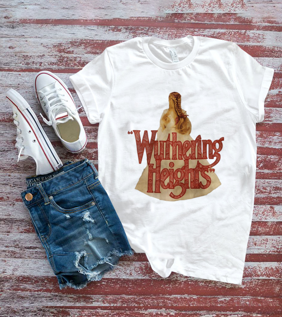 Wuthering Heights Red Text Victorian Woman Braided Hair T-Shirt