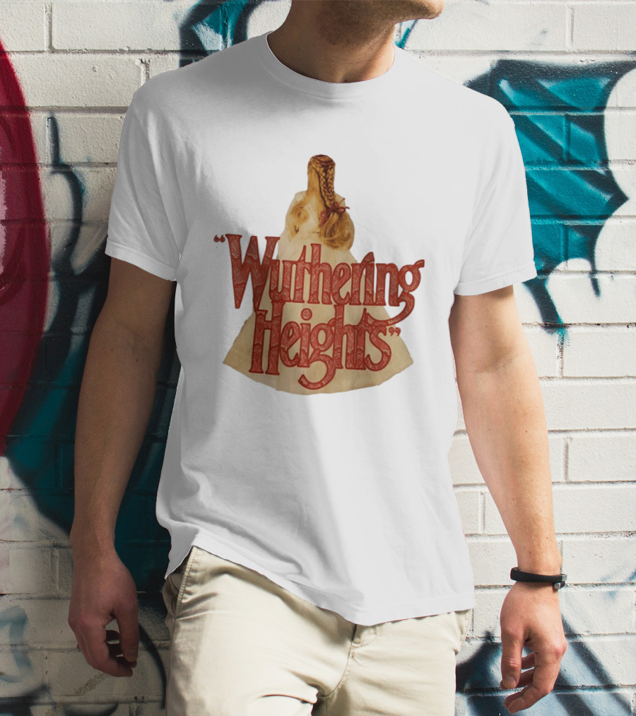 Wuthering Heights Red Text Victorian Woman Braided Hair T-Shirt