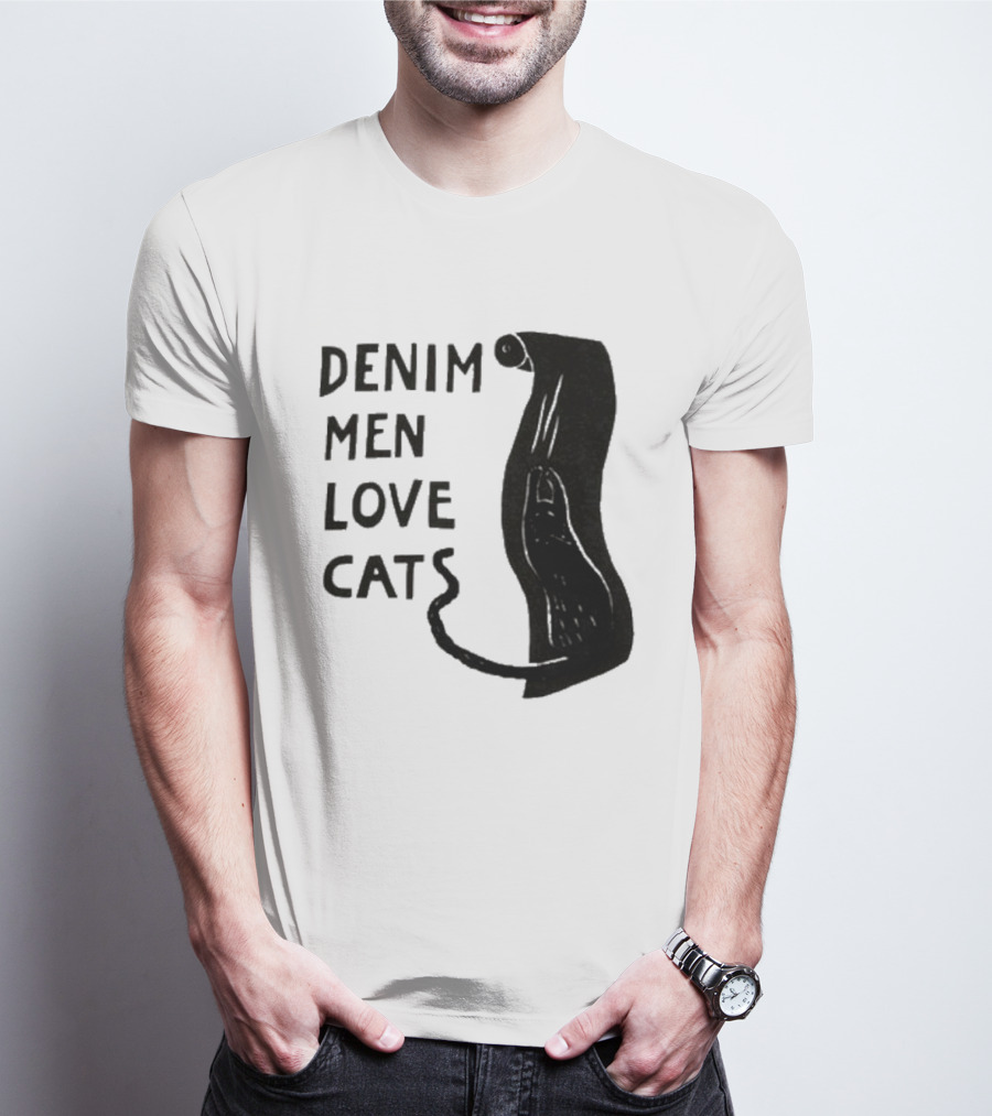 Denim Men Love Cats Feline T-Shirt