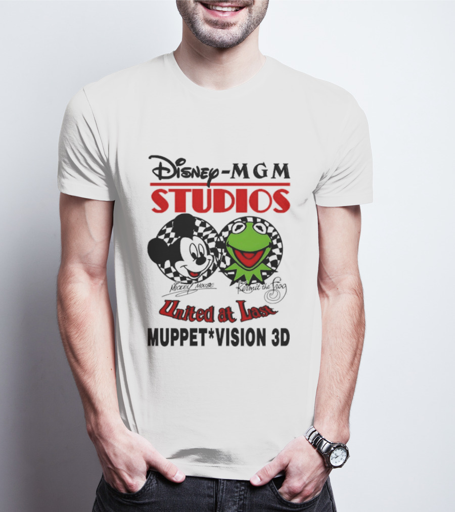 Disney MGM Studios United At Last Mickey Mouse Kermit The Frog Muppet Vision 3D T-Shirt