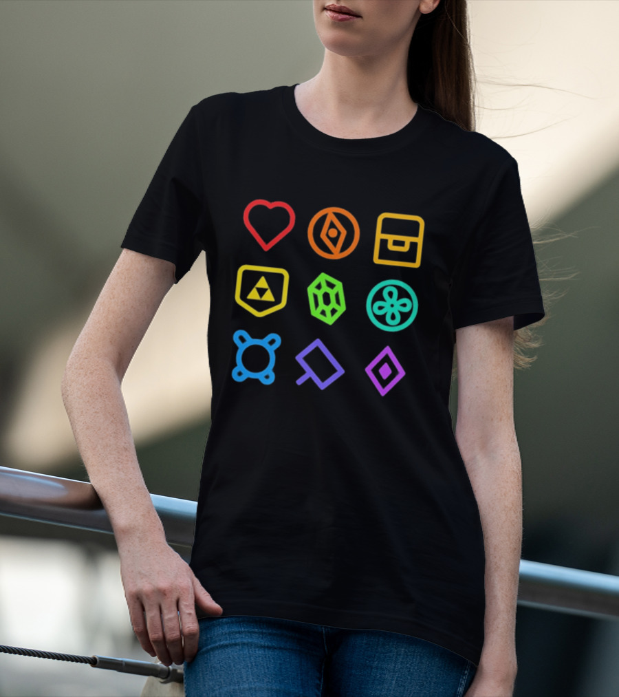 Zeldathon Triforce Heart Compass Chest Neon T-Shirt
