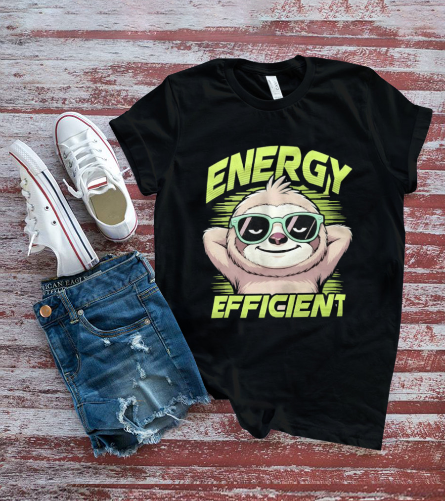 Energy Efficient Relaxed Sloth With Sunglasses T-Shirt
