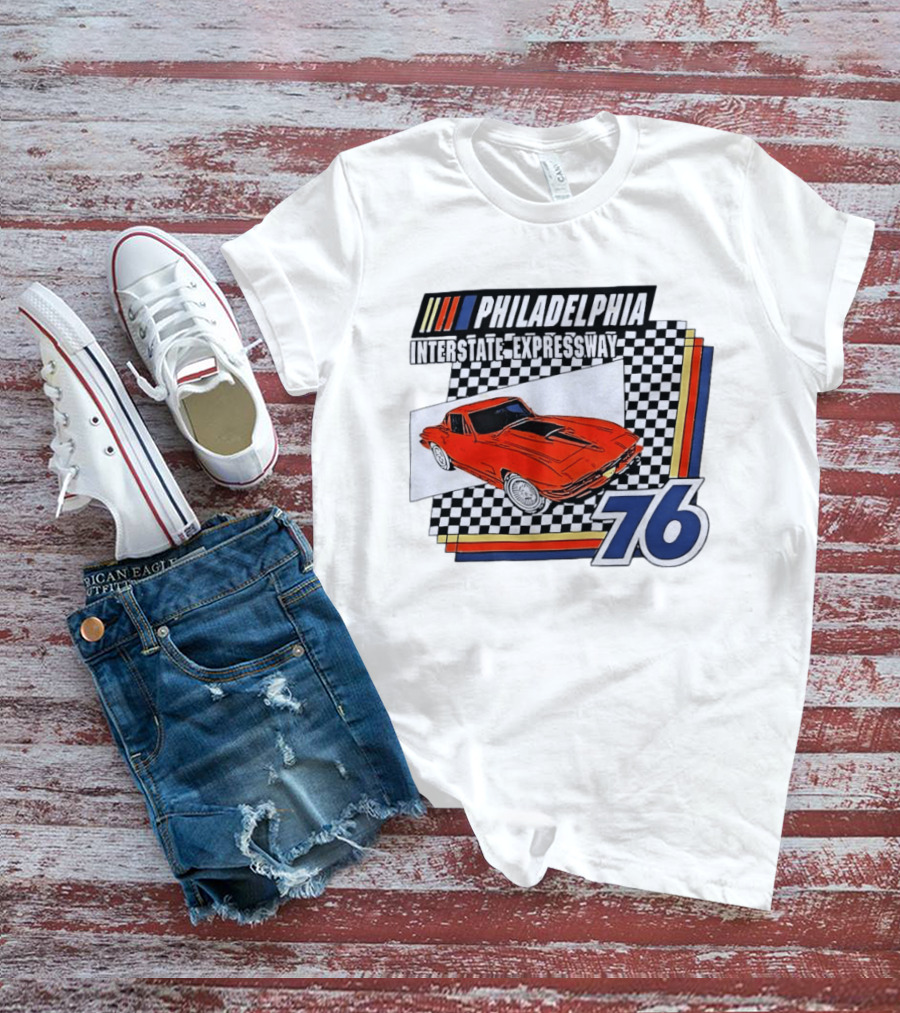 Philadelphia Interstate Expressway 76 Red Sports Car Racing T-Shirt
