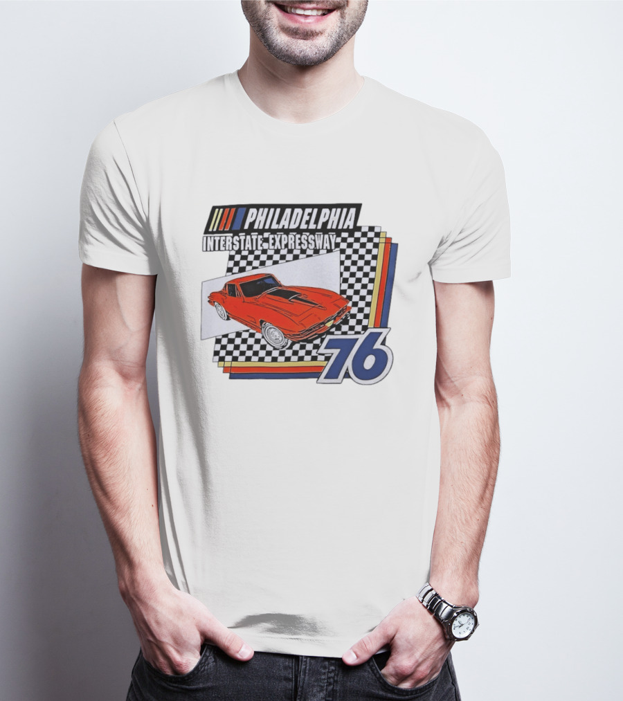 Philadelphia Interstate Expressway 76 Red Sports Car Racing T-Shirt