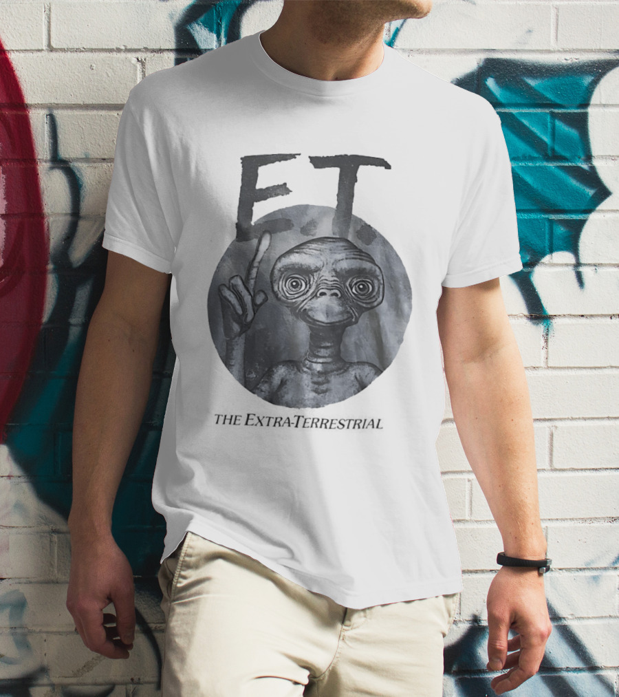 ET The Extra Terrestrial Iconic Finger Pose Black And White T-Shirt