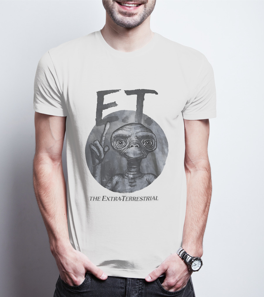 ET The Extra Terrestrial Iconic Finger Pose Black And White T-Shirt