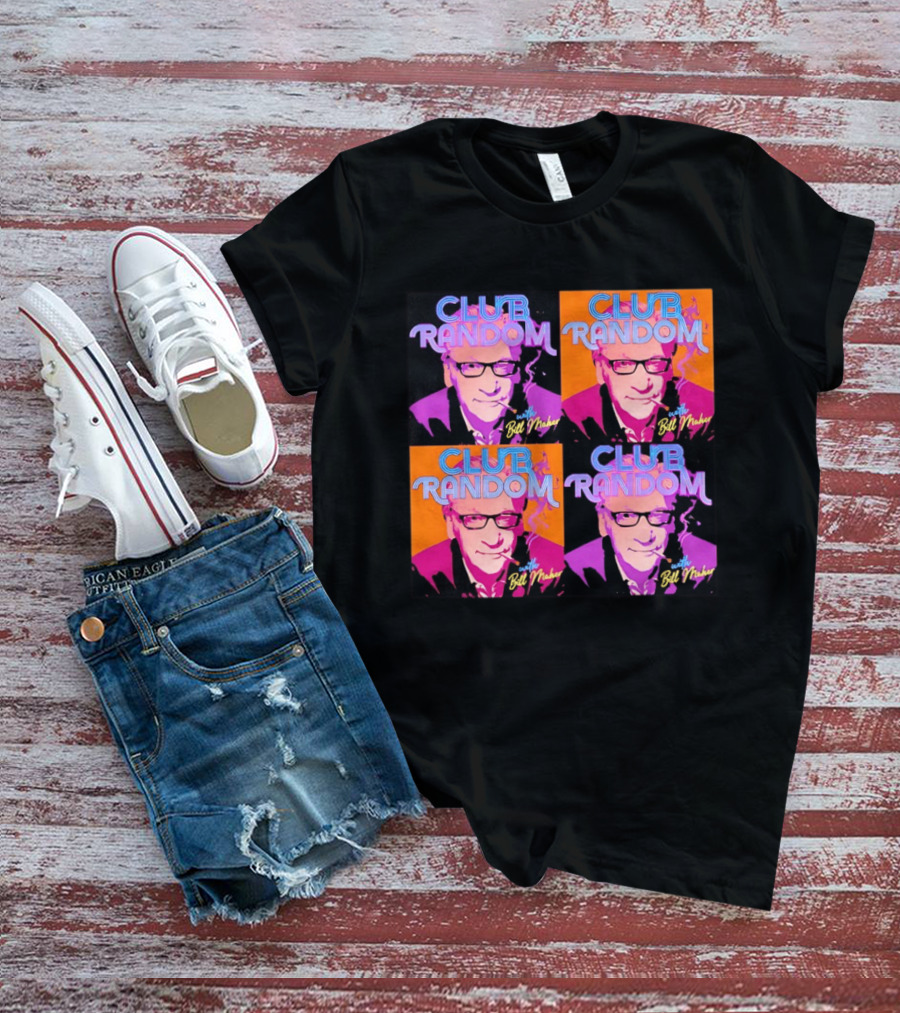 CLUB RANDOM With Bill Maher Pop Art Style Quad Image T-Shirt