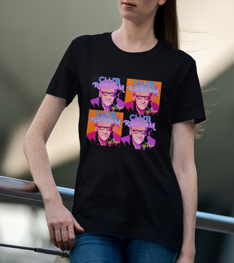 CLUB RANDOM With Bill Maher Pop Art Style Quad Image T-Shirt