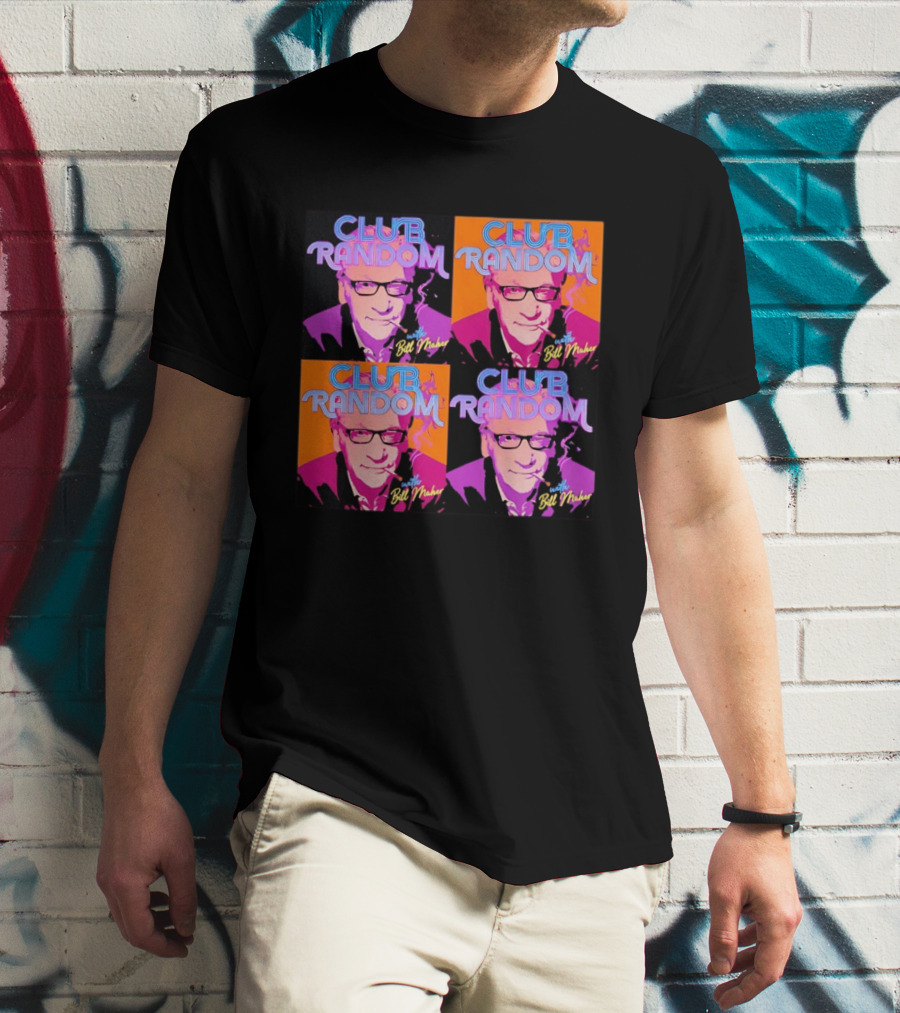 CLUB RANDOM With Bill Maher Pop Art Style Quad Image T-Shirt