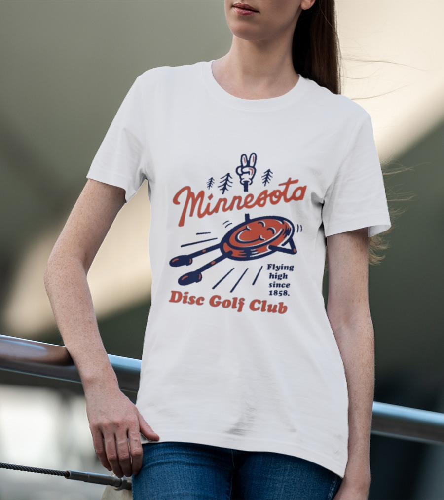 Minnesota Disc Golf Club Flying High Since 1858 Happy Disc And Peace Sign Forest T-Shirt