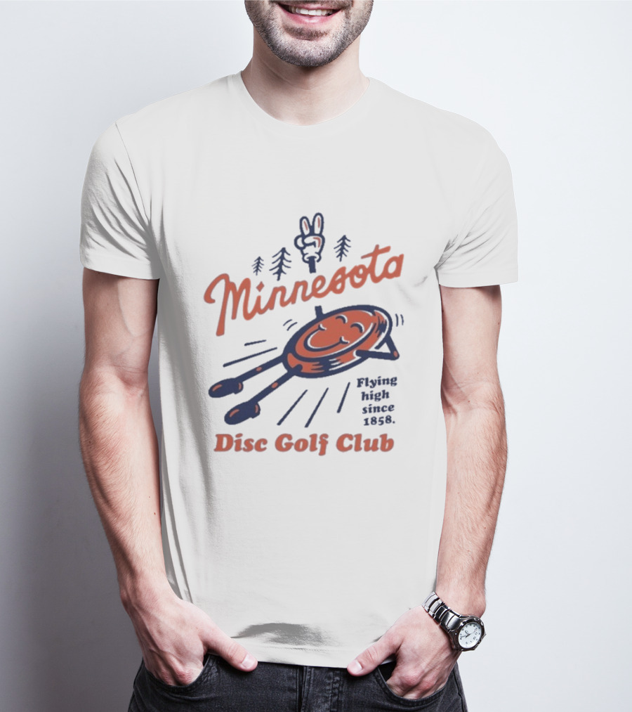 Minnesota Disc Golf Club Flying High Since 1858 Happy Disc And Peace Sign Forest T-Shirt