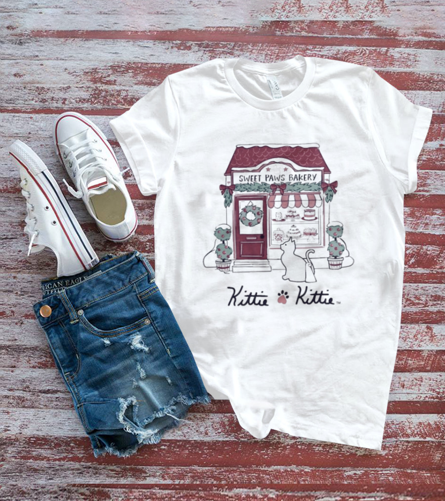 Sweet Paws Bakery Festive Holiday Kittie Kittie Christmas T-Shirt