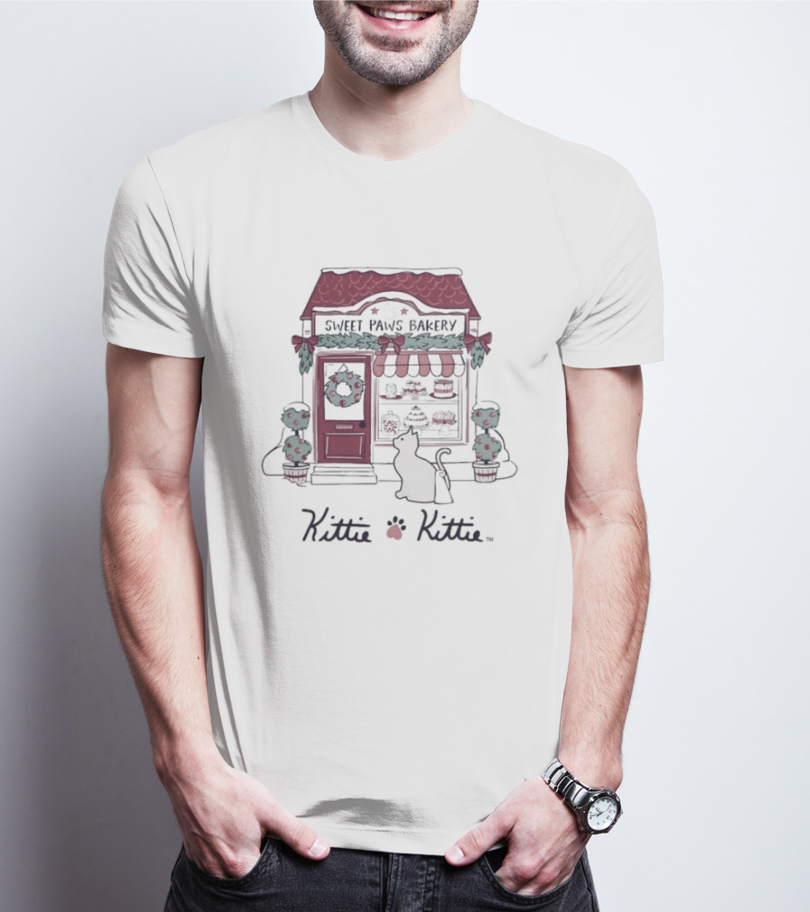 Sweet Paws Bakery Festive Holiday Kittie Kittie Christmas T-Shirt