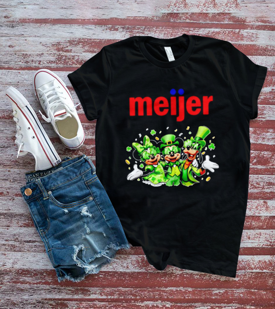 Meijer St Patrick's Day Mickey Mouse Characters In Green Attire T-Shirt