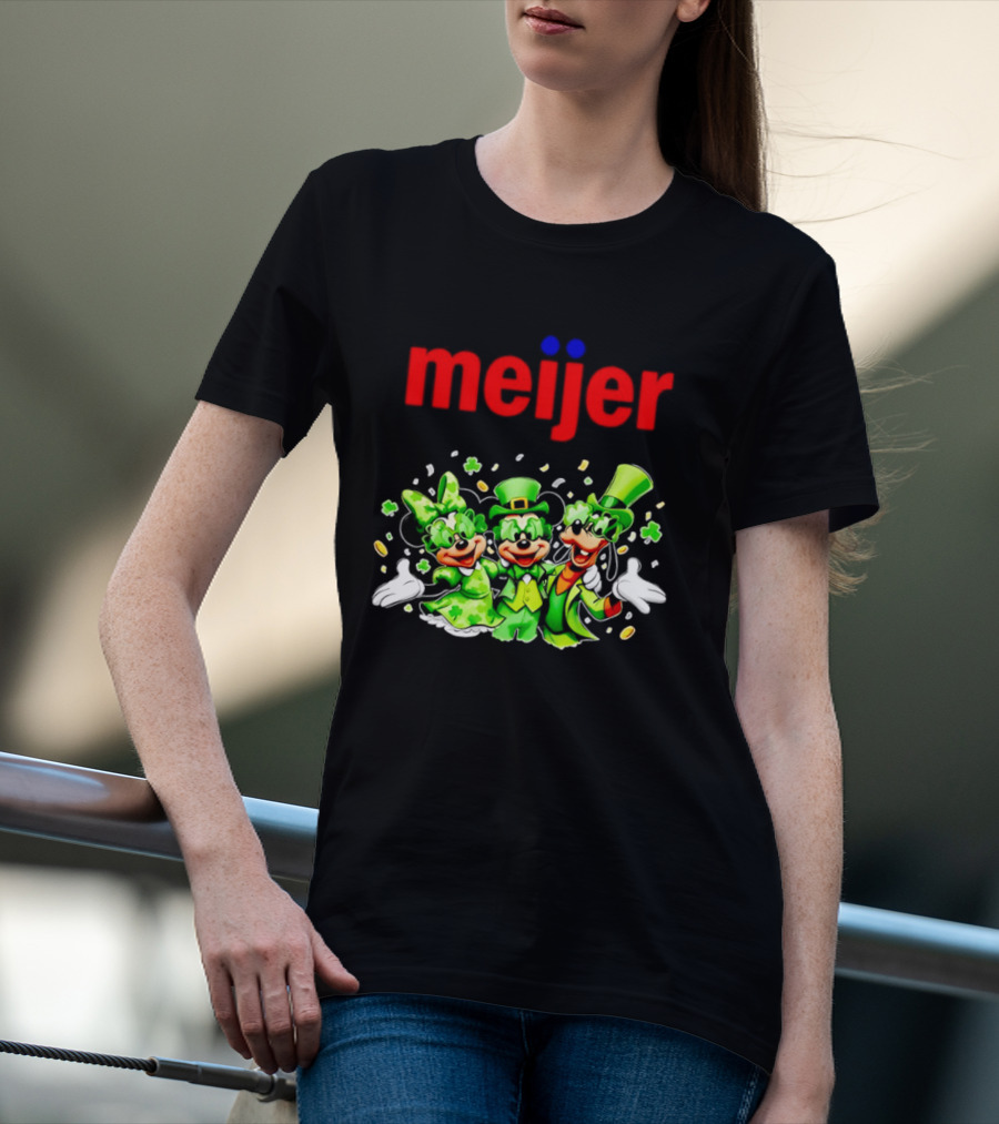 Meijer St Patrick's Day Mickey Mouse Characters In Green Attire T-Shirt