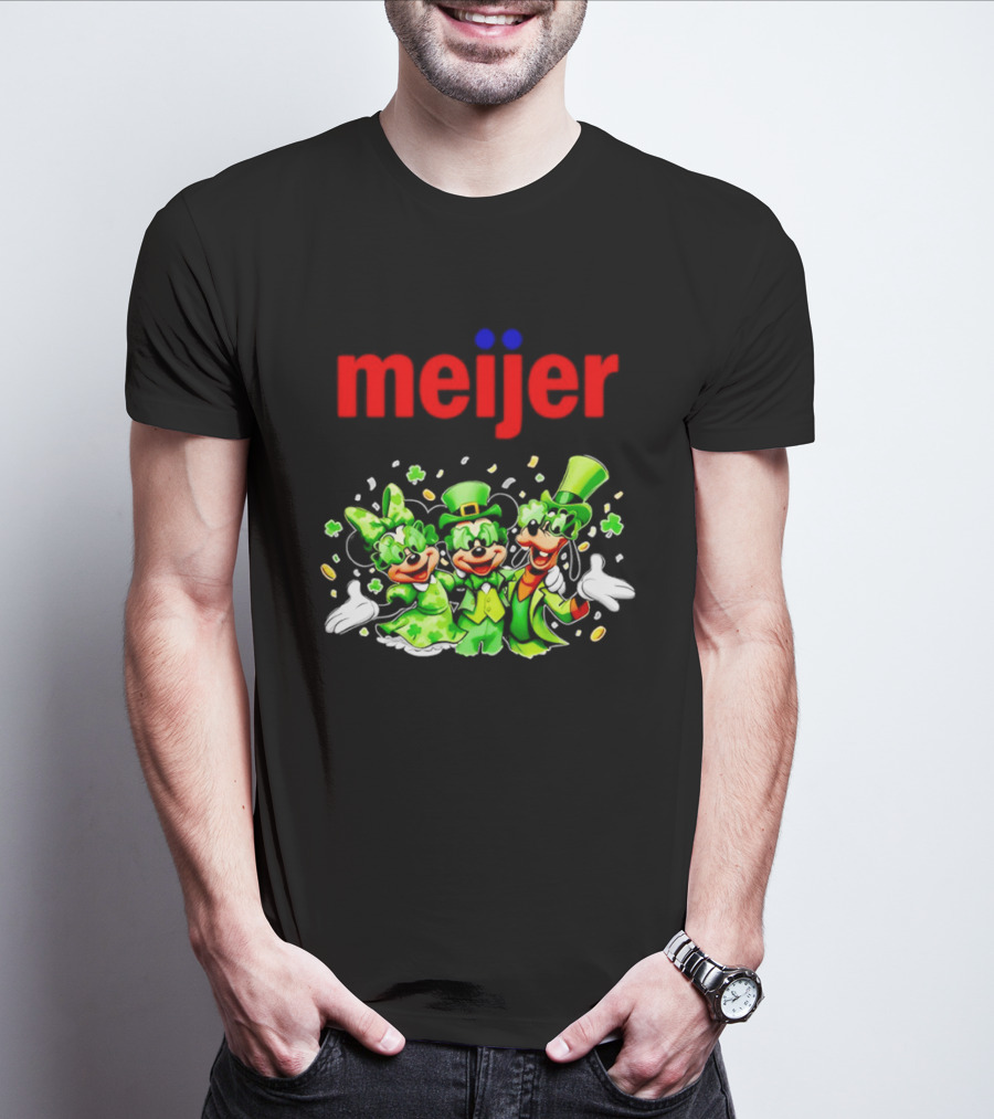 Meijer St Patrick's Day Mickey Mouse Characters In Green Attire T-Shirt