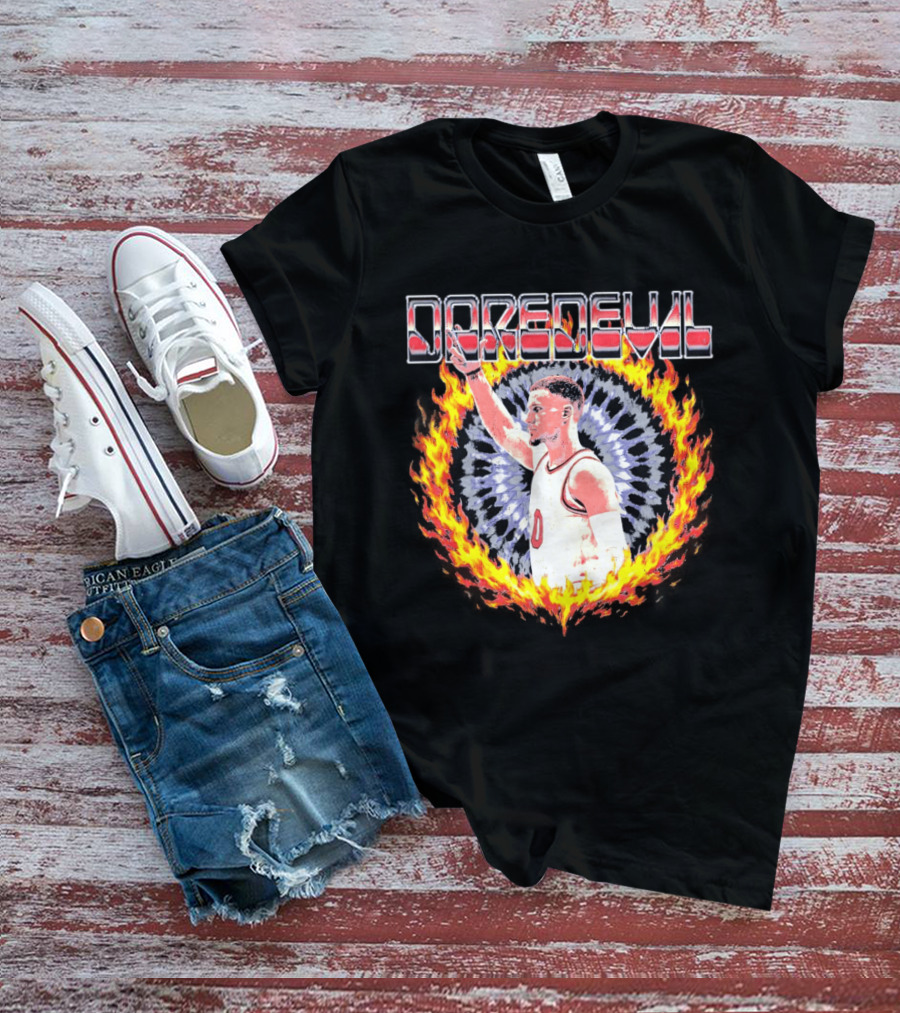 Daredevil Basketball Player In Fire Ring T-Shirt