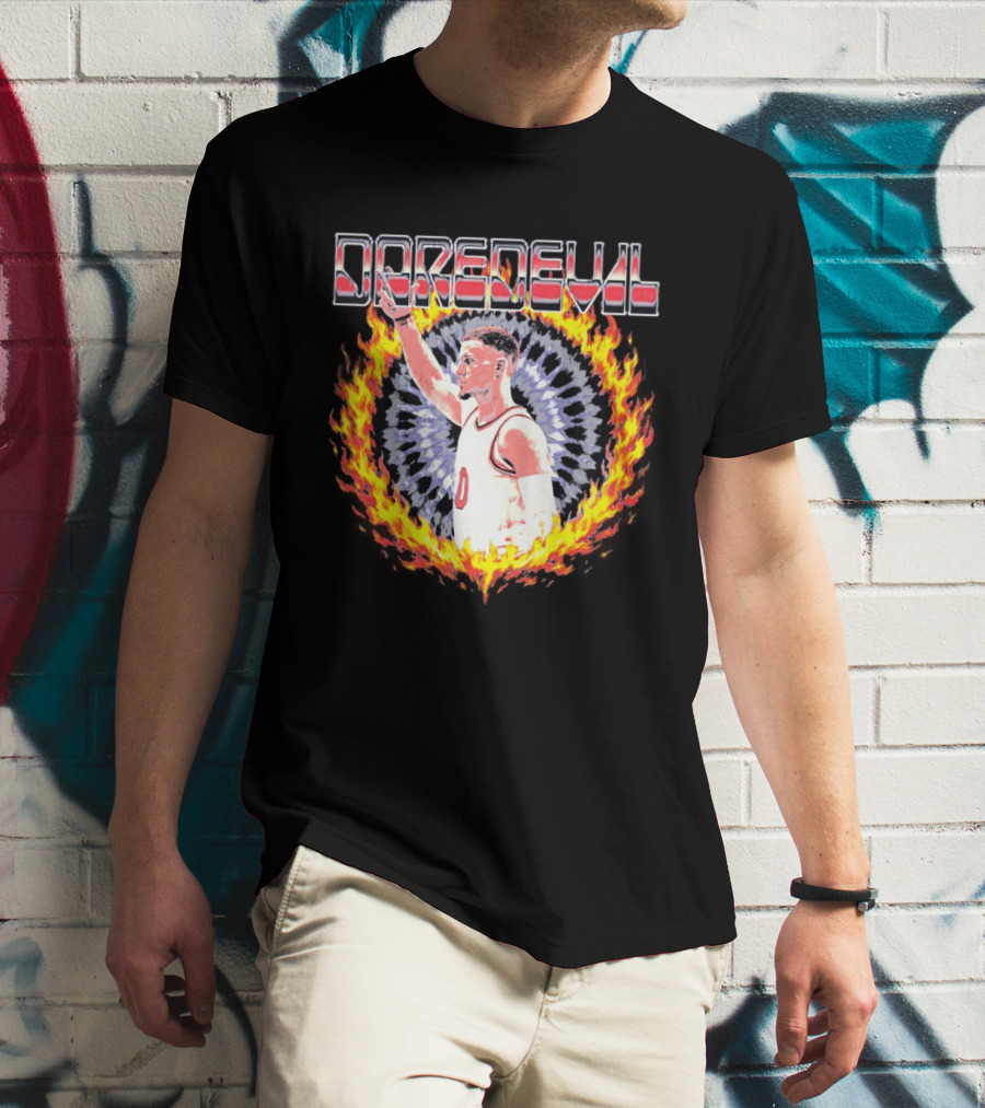 Daredevil Basketball Player In Fire Ring T-Shirt