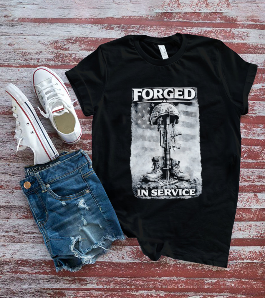 Forged In Service USA American Flag Military T-Shirt
