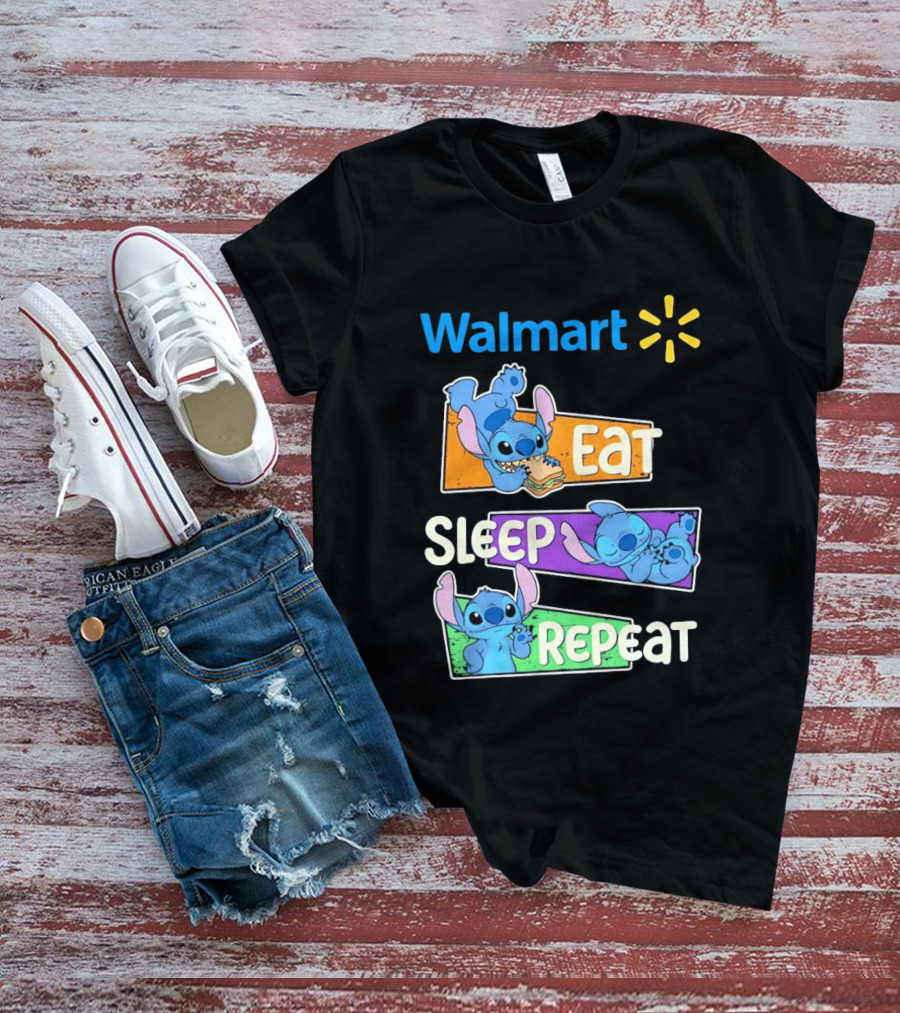 Walmart Stitch Eat Sleep Repeat T-Shirt