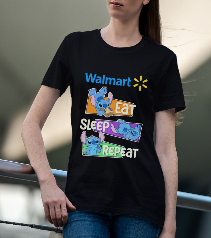 Walmart Stitch Eat Sleep Repeat T-Shirt