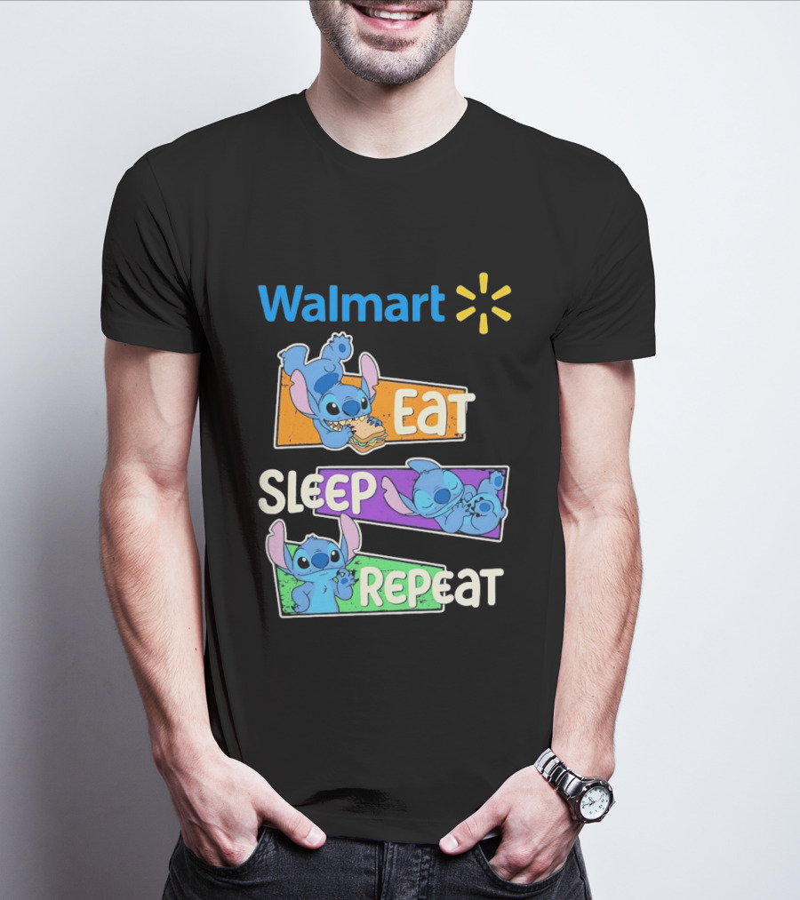 Walmart Stitch Eat Sleep Repeat T-Shirt