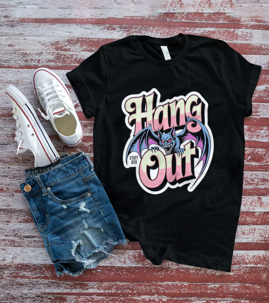 Stuff Box Hang Out Bat Creepy Cartoon T-Shirt