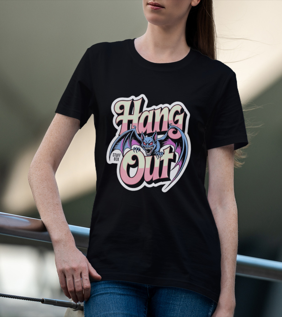 Stuff Box Hang Out Bat Creepy Cartoon T-Shirt