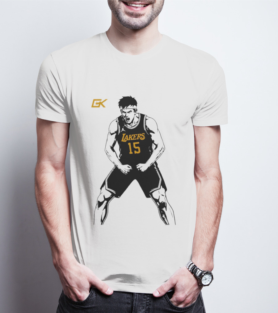 Austin Reaves 15 Lakers Cartoon Basketball Pose T-Shirt
