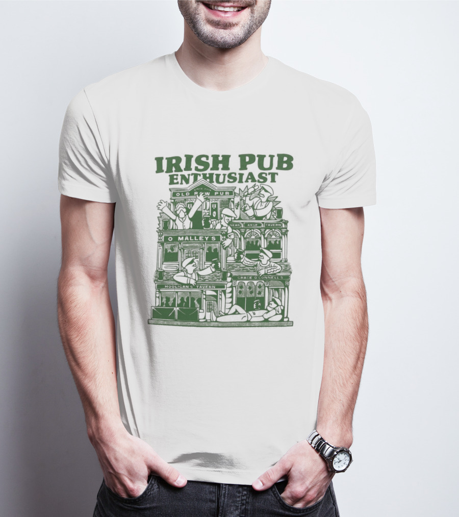 Irish Pub Enthusiast Traditional Architecture Menswear T-Shirt