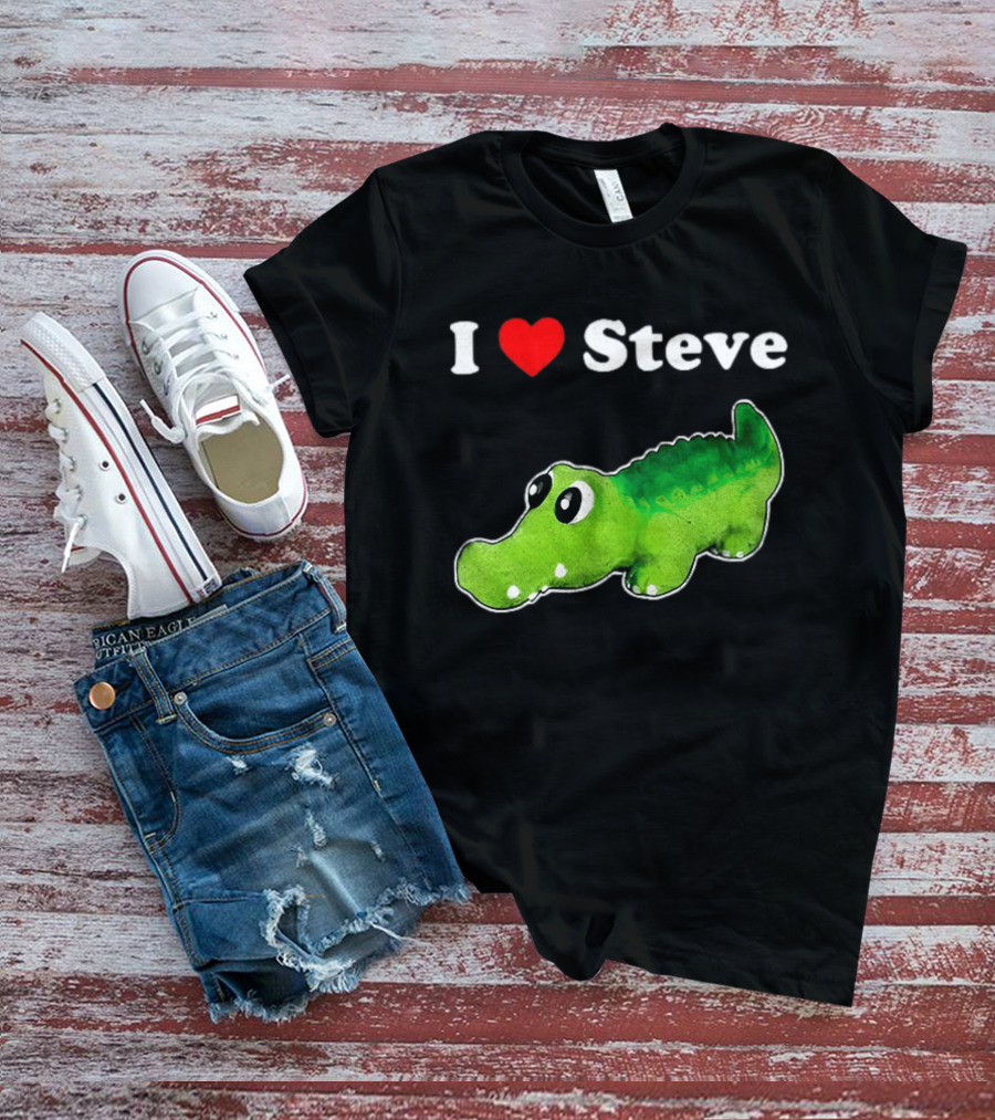 I Love Steve Cute Green Cartoon Gator T-Shirt
