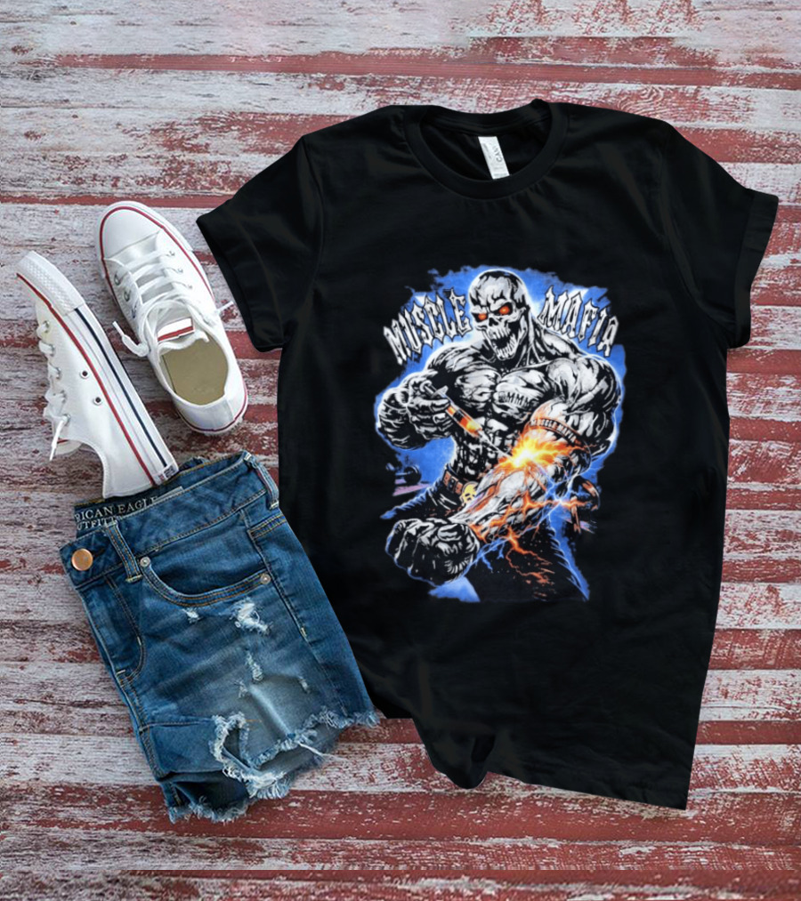 Warren Lotas Muscle Mafia Steroid Skull Injecting Lightning Bulging Veins T-Shirt