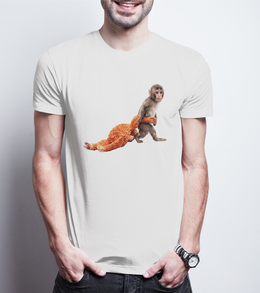 Baby Monkey Dragging Plush Toy Punch T-Shirt