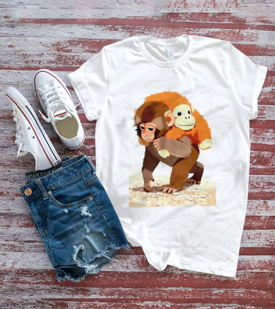 Save Punch Baby Monkey Plush Lonely Monkey Holding Toy T-Shirt