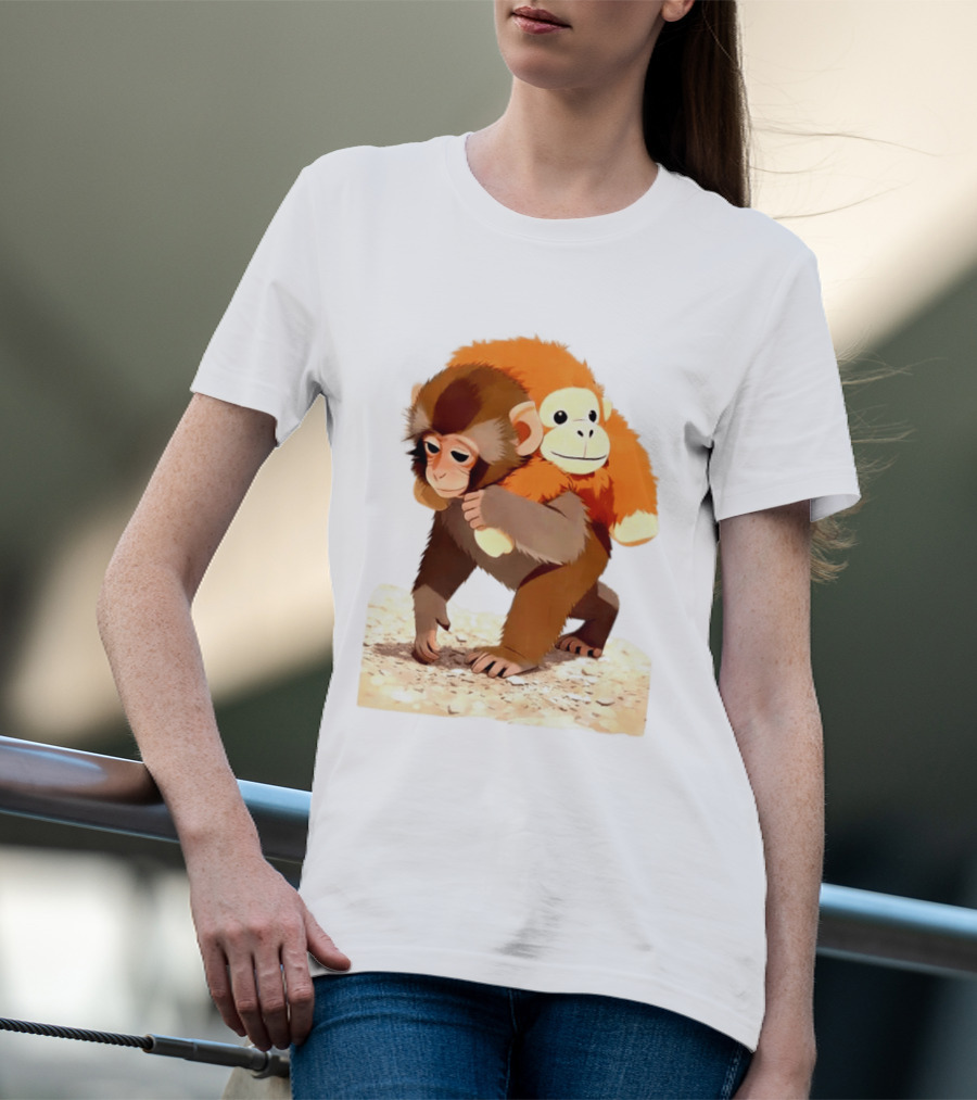 Save Punch Baby Monkey Plush Lonely Monkey Holding Toy T-Shirt