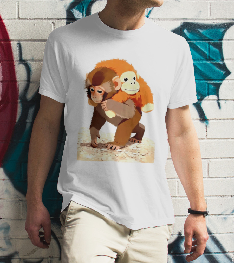 Save Punch Baby Monkey Plush Lonely Monkey Holding Toy T-Shirt