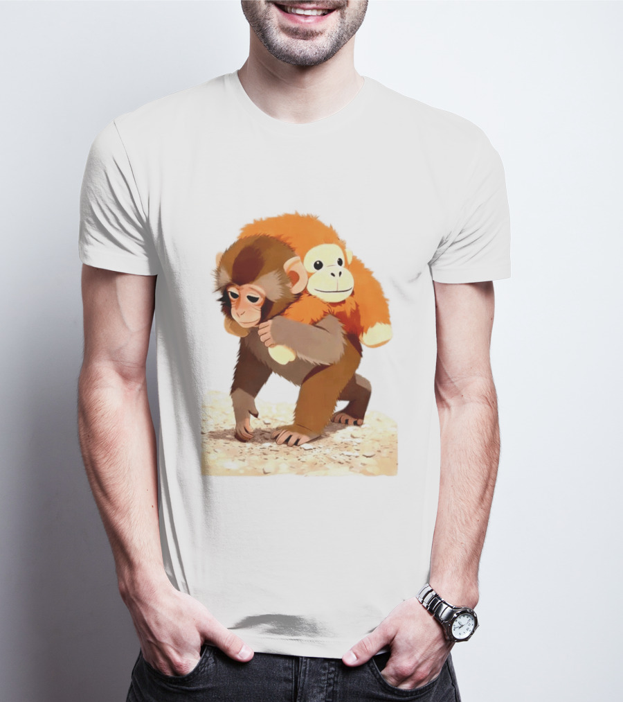 Save Punch Baby Monkey Plush Lonely Monkey Holding Toy T-Shirt