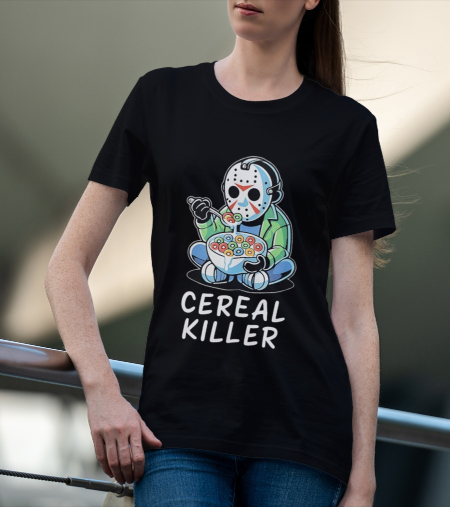 Jason Voorhees Eating Cereal Cereal Killer T-Shirt