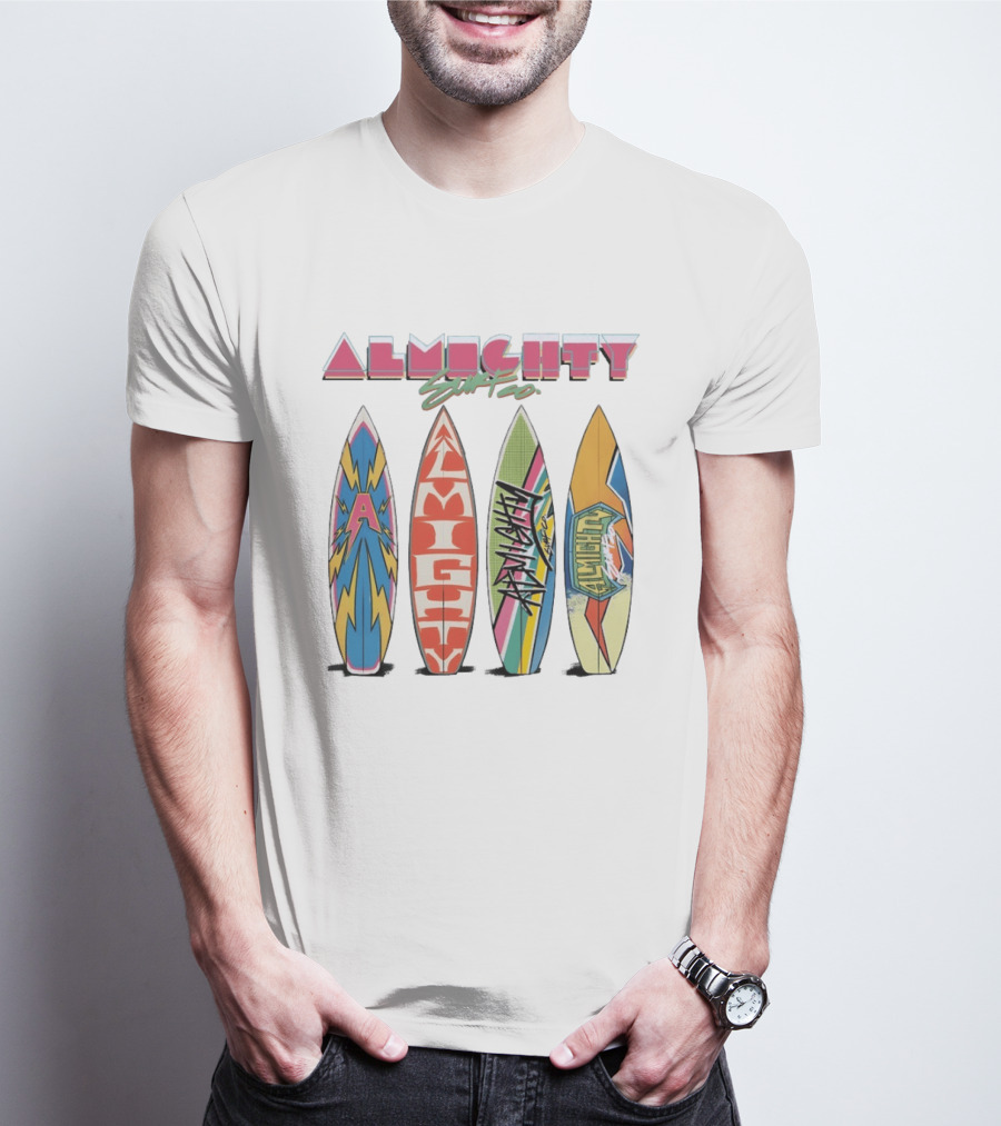 Almighty Surf Co Bold Colorful Surfboards T-Shirt