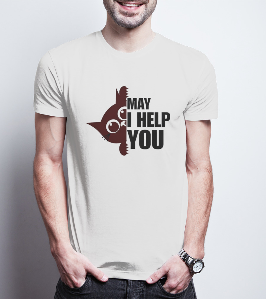 Cat May I Help You Cute Feline Expression Peeking T-Shirt
