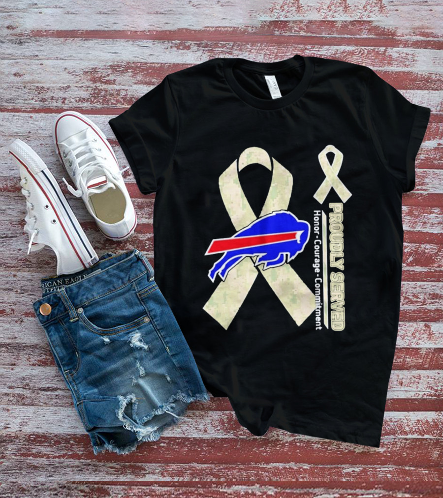 Buffalo Bills Support Honor Courage Commitment Ribbon T-Shirt