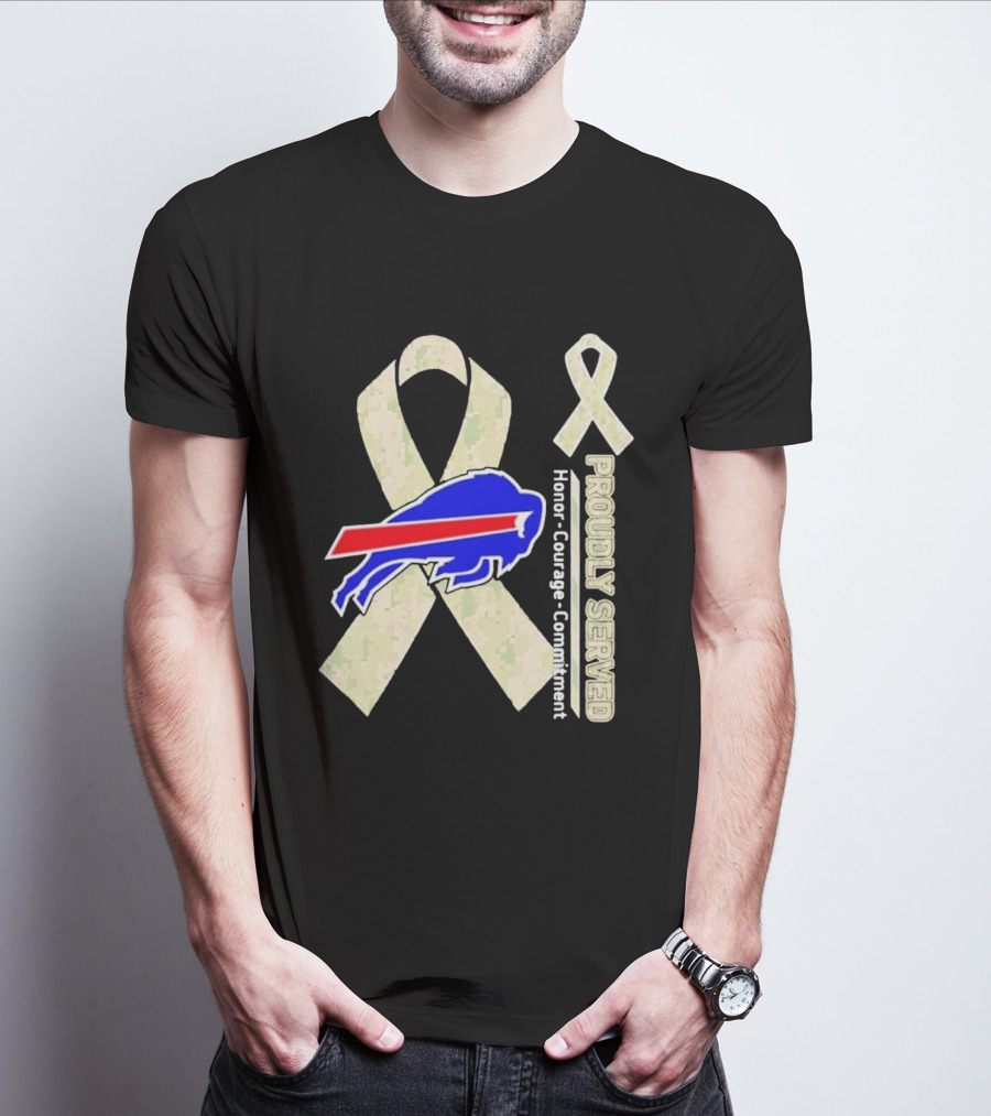 Buffalo Bills Support Honor Courage Commitment Ribbon T-Shirt