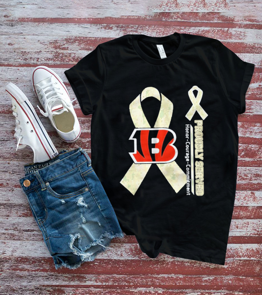Cincinnati Bengals Honor Courage Commitment Proudly Served Ribbon T-Shirt