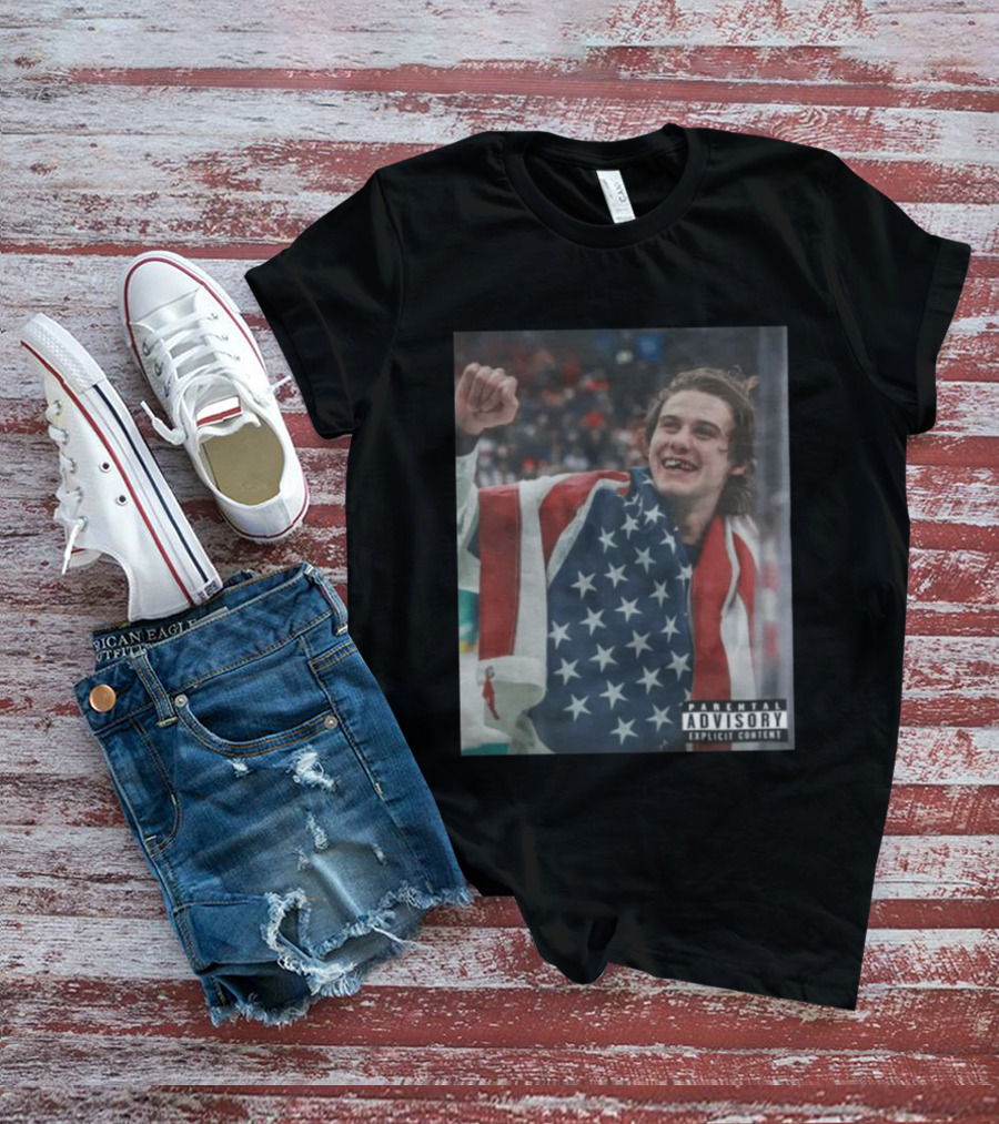 Parental Advisory USA Flag Jack Hughes Lost Teeth T-Shirt