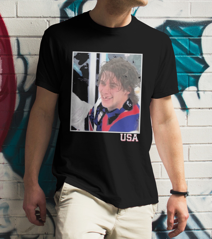 USA Hockey Jack Hughes Overtime Winner Celebration Moment T-Shirt